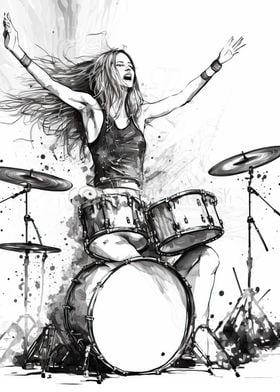 girl playing drums