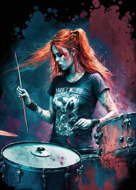 girl playing drums