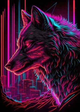 Wolf Retrowave Cyberpunk