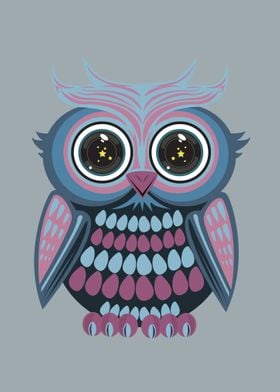 Star Eye Owl Blue Purple