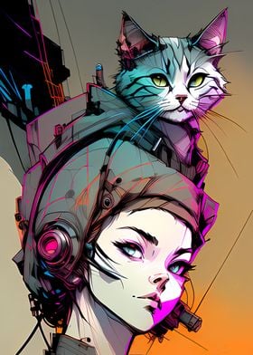 Cyber Cat with Girl 
