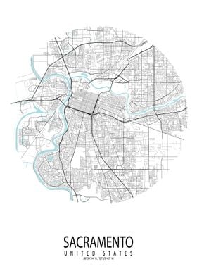 Sacramento City Map Circle