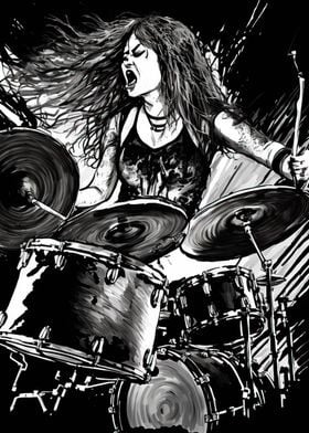 girl playing drums