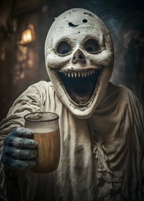 Spooky Ghost with Beer