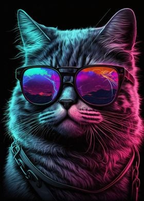 Neon Nights Cat