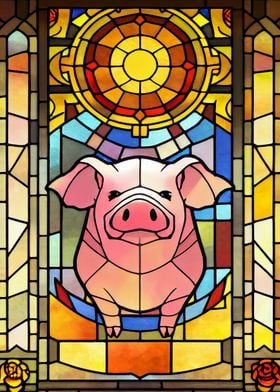 Pig Stained Glass Style