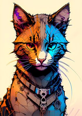 Cyber Angry Cat Artwork