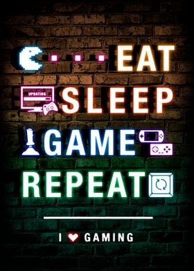 Unique Metal Sleep Eat - | Posters Online Prints, Repeat Displate Pictures, Game Shop Paintings