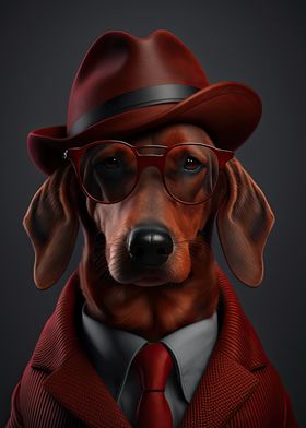 Red Dachshund Mafia Boss