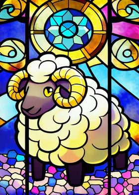 Sheep Stained Glass Style