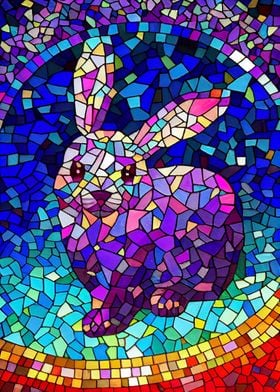 Rabbit Stained Glass Style