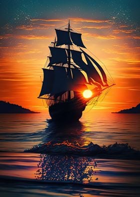 Ship sunset