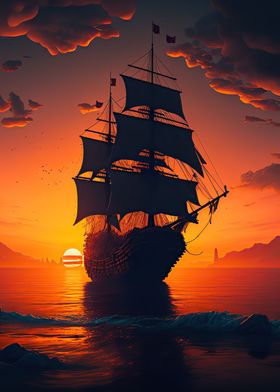 Ship sunset
