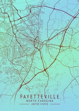 Fayetteville USA City Map