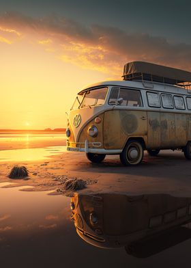 Van on the beach 