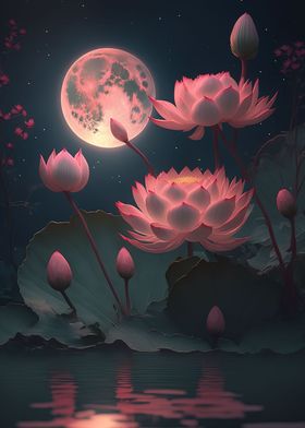 Lotus and moon