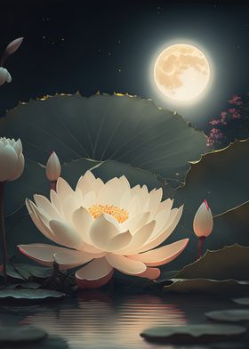 Lotus and moon