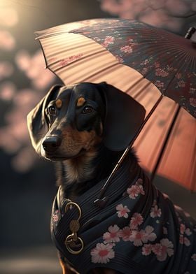 Dachshund Japanese Kimono