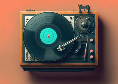 Vinyl record playing music