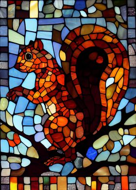 Squirrel Stained Glass