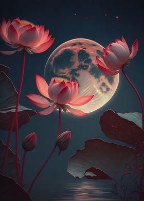 Lotus and moon