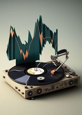 Vinyl record playing music