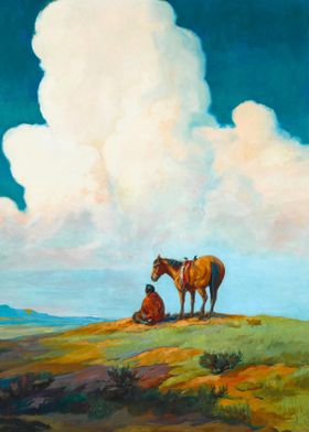 Lone Indian With Horse