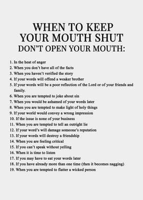 when to keep your mouth