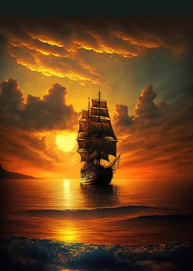 Ship sunset