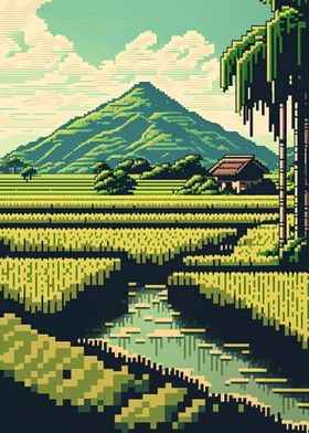 Rice Fields Pixelated