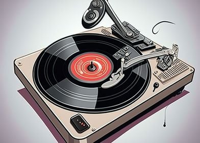 Vinyl record playing music