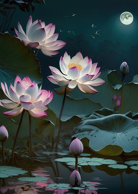 Lotus and moon