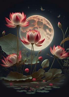 Lotus and moon