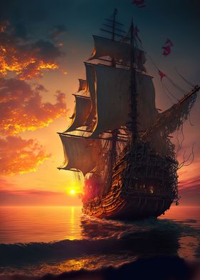 Ship sunset