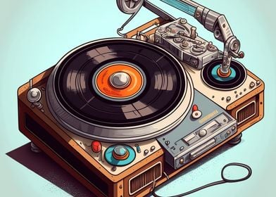 Vinyl record playing music