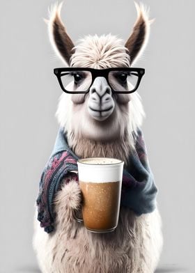 Cute Llama And expresso