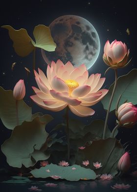 Lotus and moon