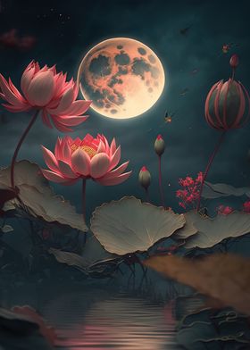 Lotus and moon