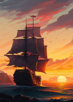 Ship sunset