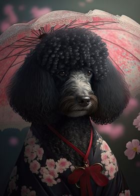 Black Poodle Kimono