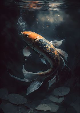 Peaceful Koi Fish Swim