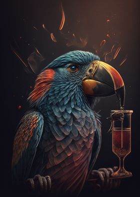 Fantastic bird in a bar