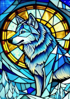 Wolf Stained Glass Style