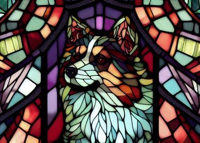 Dog Stained Glass Style