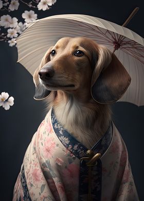 Cream Dachshund Kimono