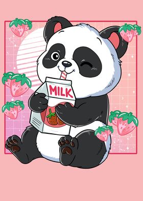 Kawaii Panda Strawberry