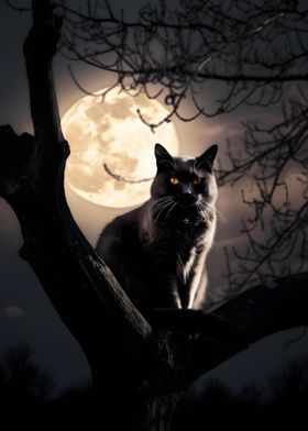 Cat Under the Moonlight