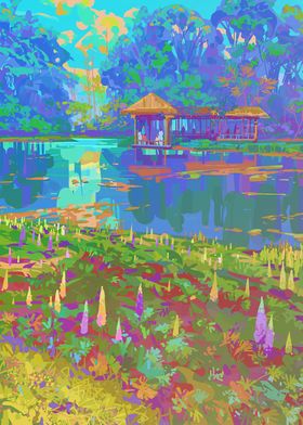 Lake Scenery Pop Art