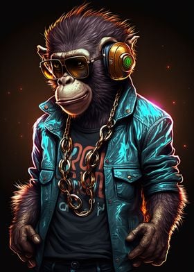 Monkey headphone dj music