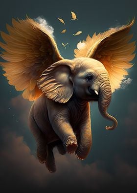 Elephant flying 